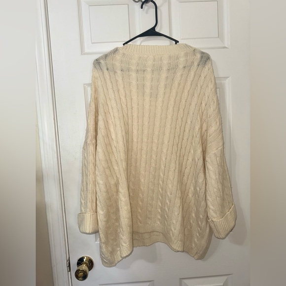 JODIFL Cream Cable-Knit Scoop Neck Sweater - Picture 6 of 6